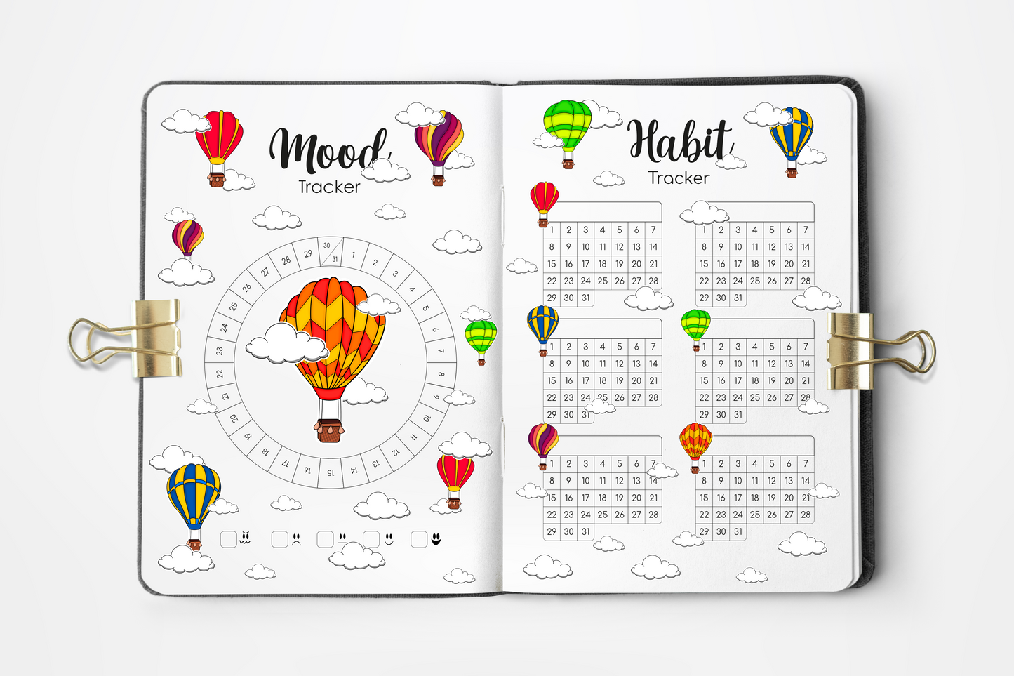 Agenda Personalizable Diseño Bullet Journal - Rosa Globo Aeróstatico